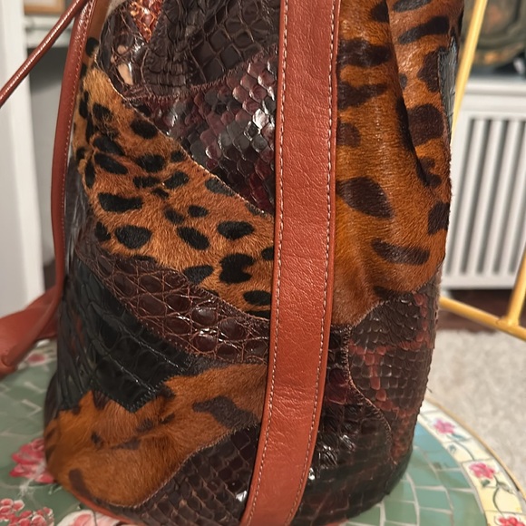 Vintage NWOT Carlos Falchi Patchwork Leather Long Shoulder bag - Picture 5 of 10